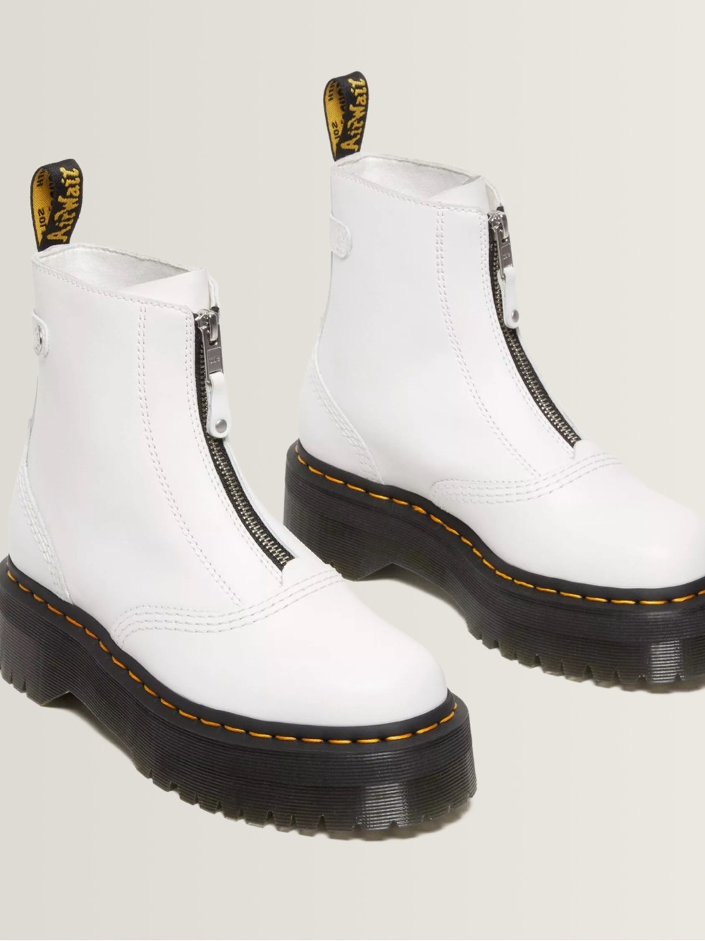 Dr. Martens Jetta Zipped Sendal Leather Platform Boots in WHITE Size 6US